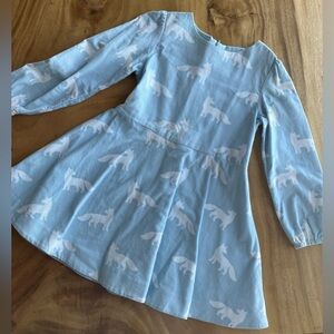 Jacadi 4T Blue Fox Print Dress โข Soft corduroy material